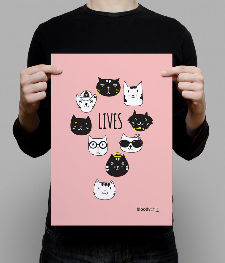 Cat 9 Lives (A3)