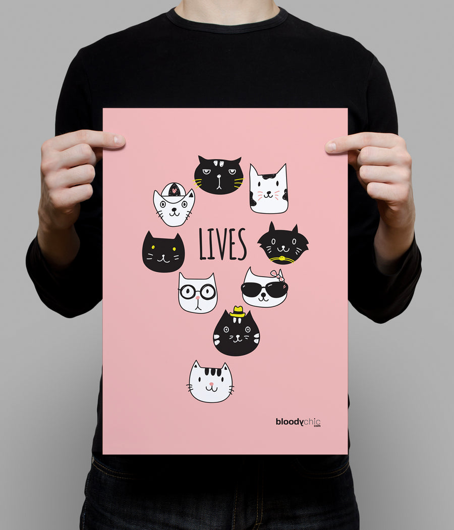 Cat 9 Lives (A3)