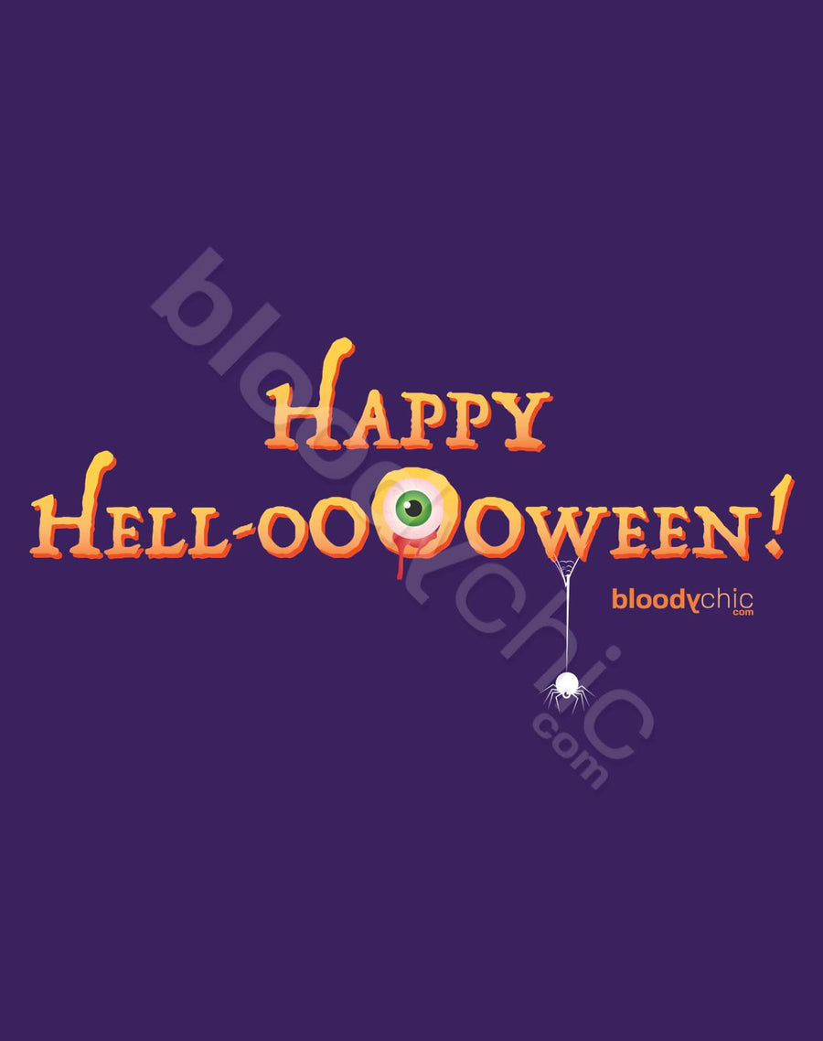 Anyone with an ‘eye’ for a funny Halloween T-shirt should check this one out. It’s a cool gift for guys or girls, who like to get kooky and spooky. Who could resist a severed cyclops eye, evil spider and charming Happy Hell-ooooWeen  message? Hi spirits!